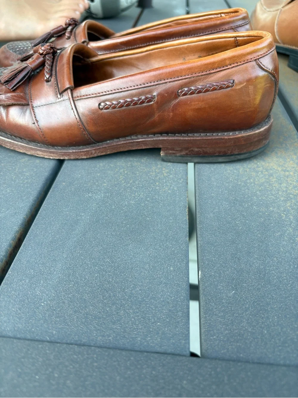 Allen Edmonds Cody Fine Imported Leather Woven Tassel Loafers Men sz8Made in USA